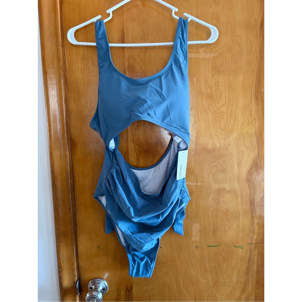 Blue One-Piece Cutout Swimsuit